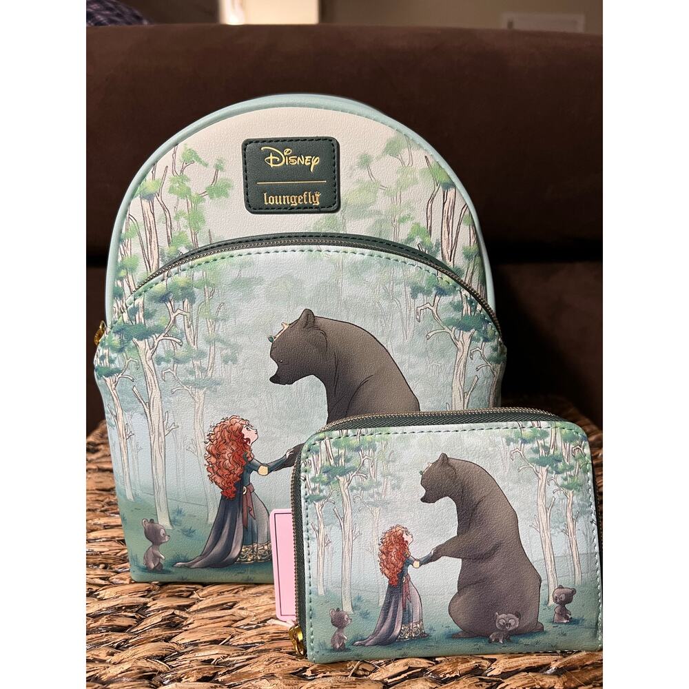 Loungefly Disney Pixar Brave Merida Bears Mini Backpack Wallet Set
